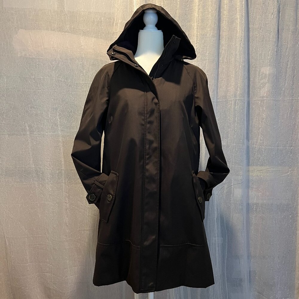 Andrew Marc Women's Brown Hooded Rain Jacket Removable Lining Size M (Like New!)